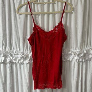 White House Black Market Red Lace Cami Top